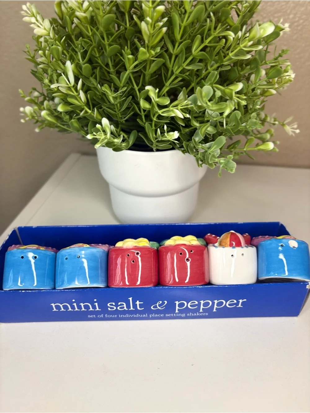 Mini Salt & Pepper Set - Colorful Ceramic Place Setting Shakers